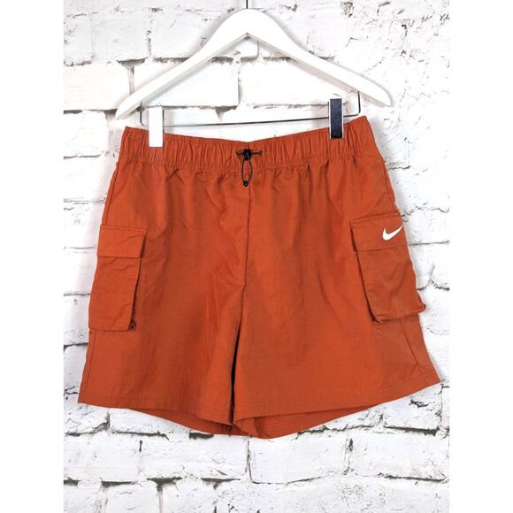 NIKE Nylon Cargo Shorts Sporty Athletic Wide Leg Pumpkin Spice Quick Dry Large - Picture 2 of 8